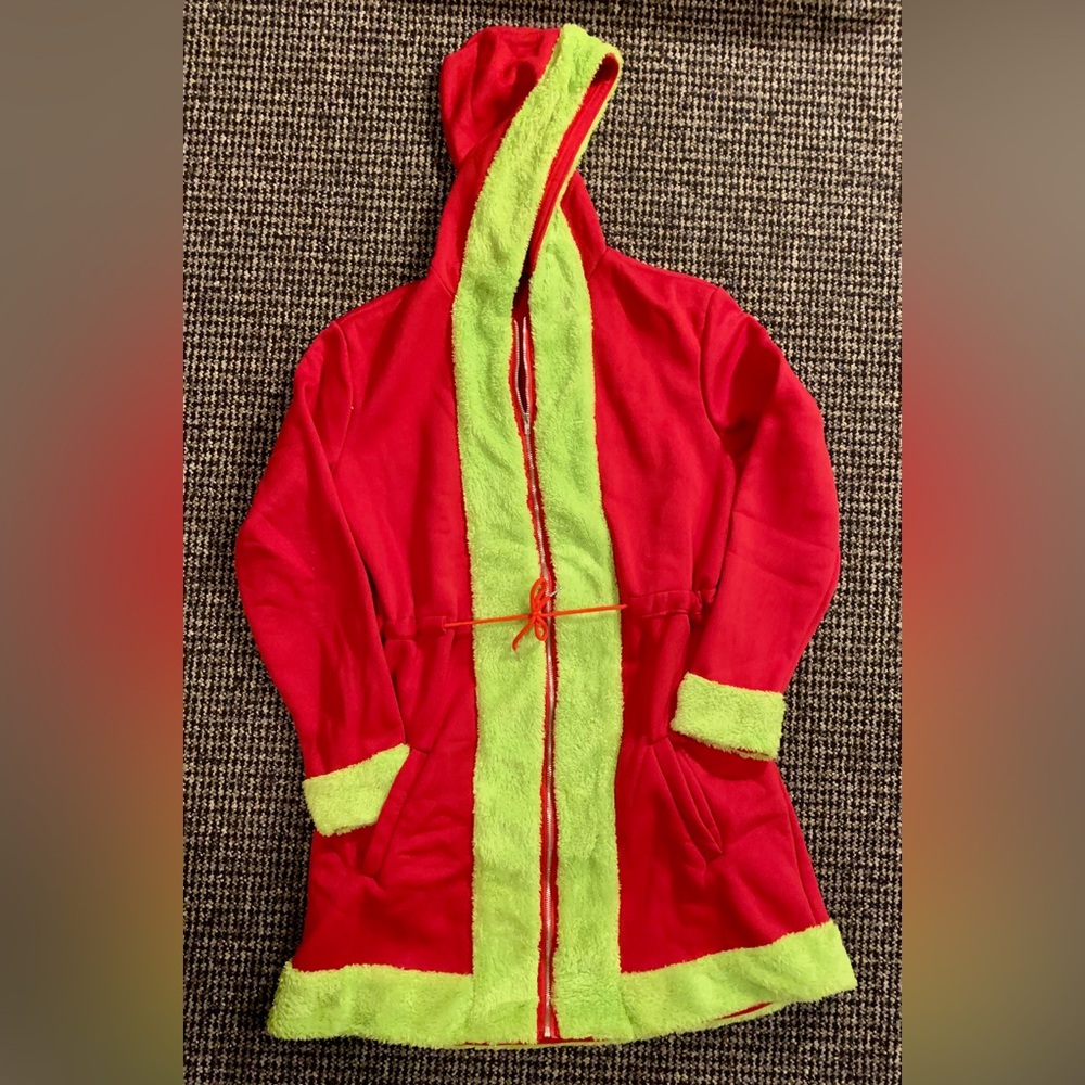 Fleecy Grinch Bright Red and Bright Green Coat